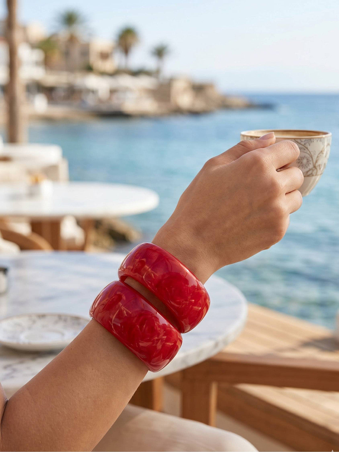 Magenta Pink Resin Sculpted Bangles for Women