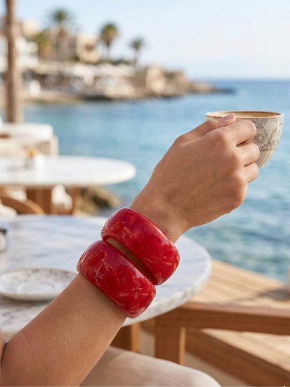 Magenta Pink Resin Sculpted Bangles for Women
