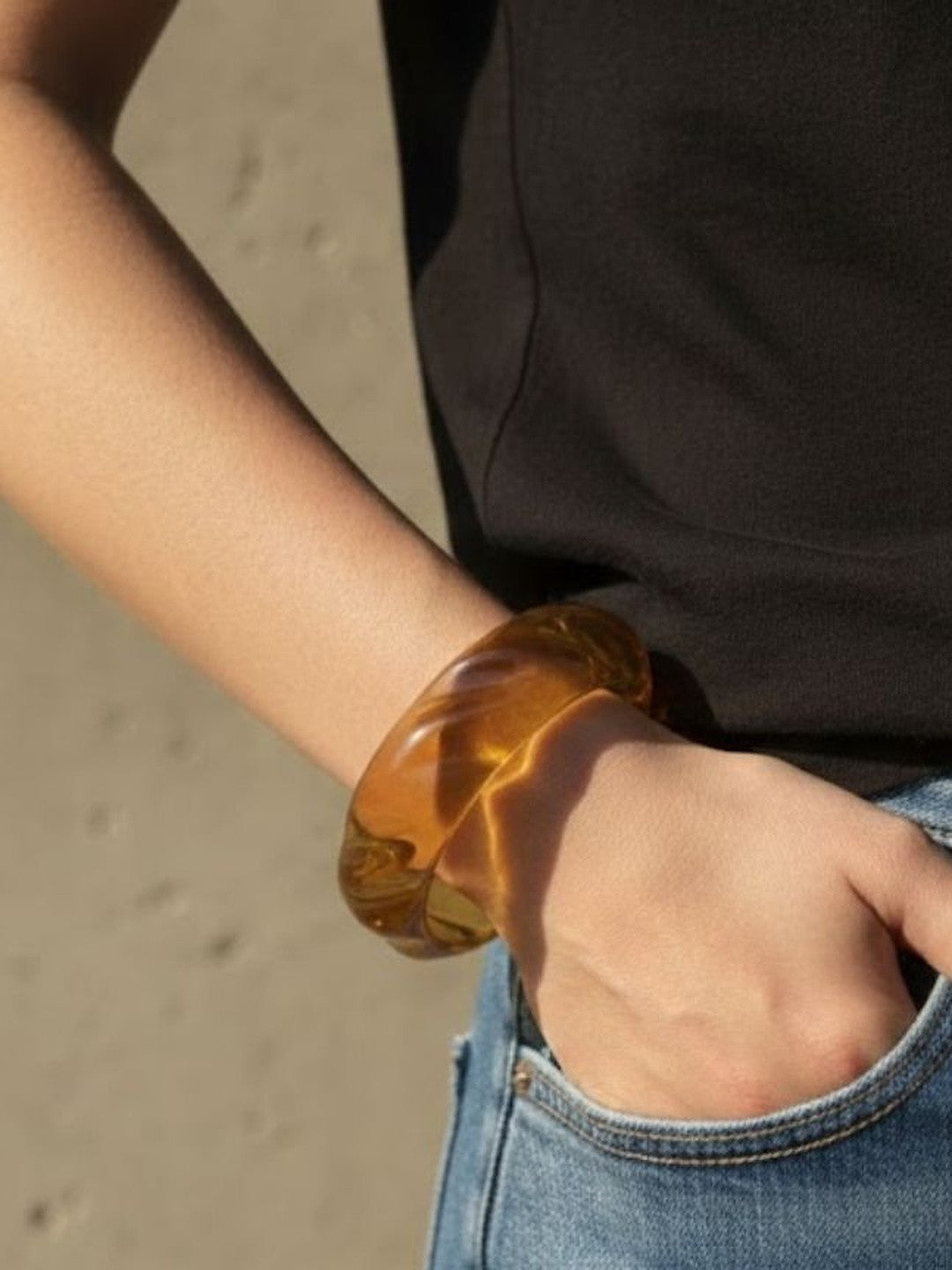 Amber Resin Bangle Cuff for Women