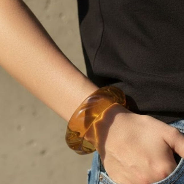 Amber Resin Bangle Cuff for Women