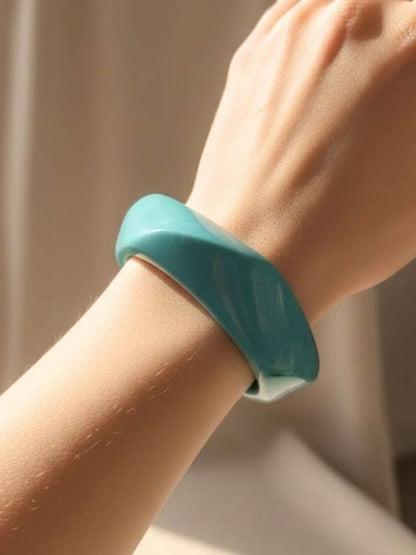 Teal Resin Twisted Bangle for Women