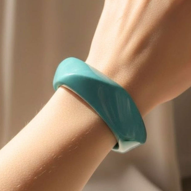 Teal Resin Twisted Bangle for Women