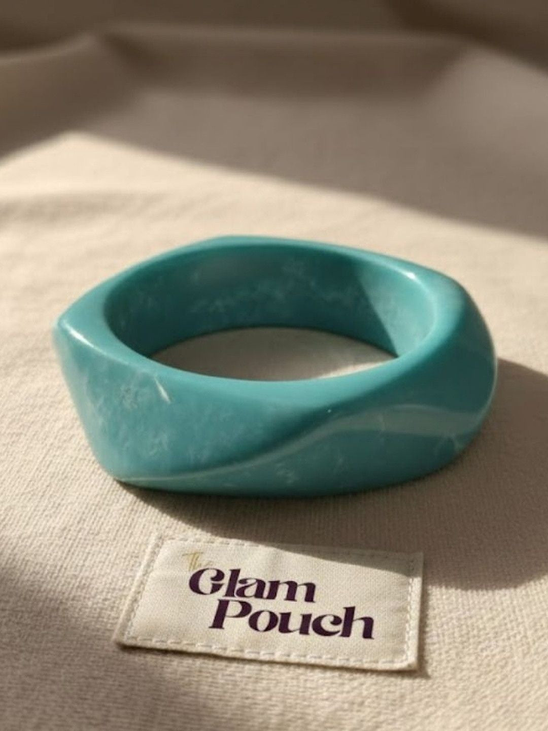 Teal Resin Twisted Bangle for Women