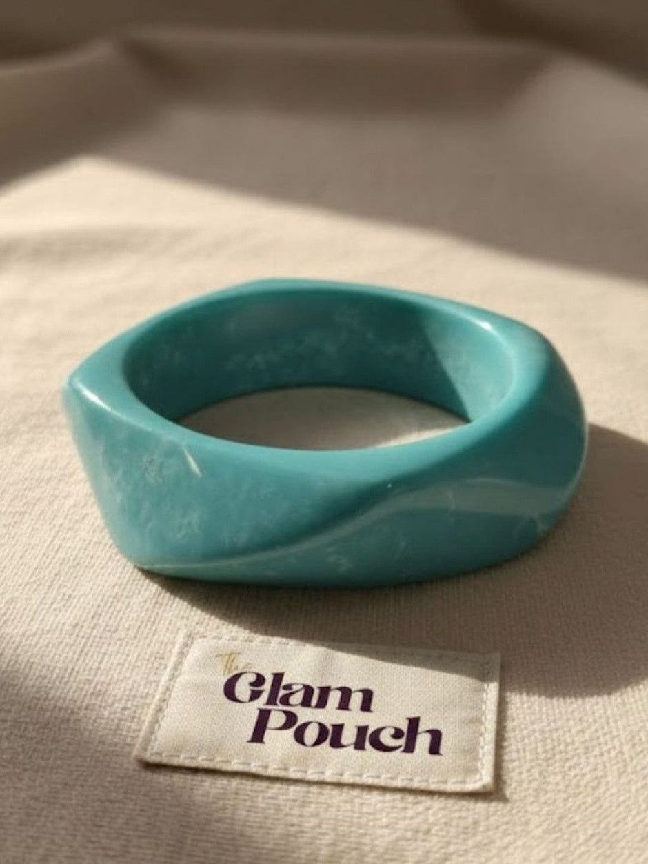 Teal Resin Twisted Bangle for Women