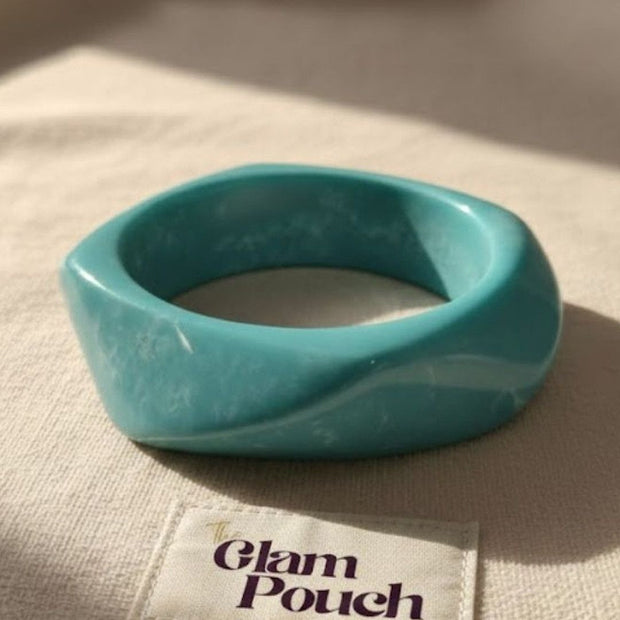 Teal Resin Twisted Bangle for Women