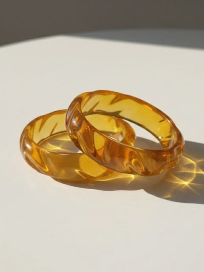 Amber Honey Resin Bangle for Women - Set of 2