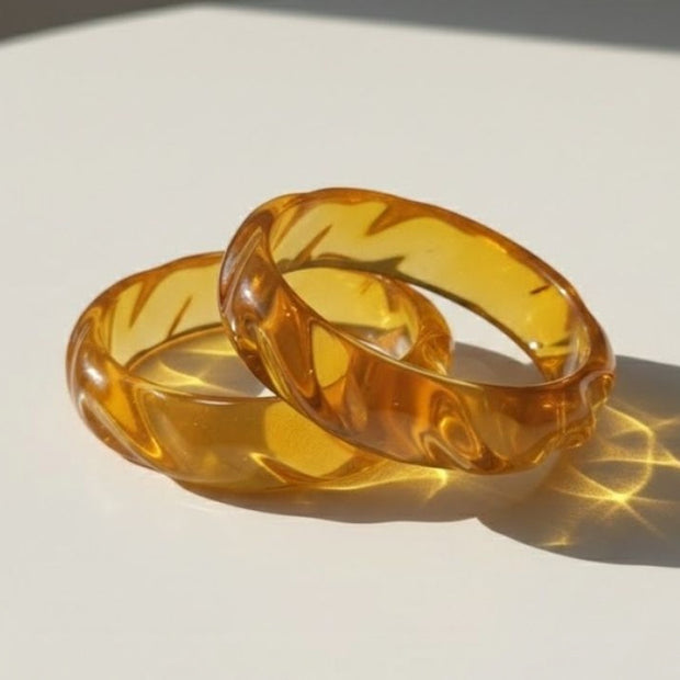 Amber Honey Resin Bangle for Women - Set of 2