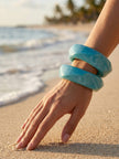 Teal Marble Resin Bangles for Women - Set of 2