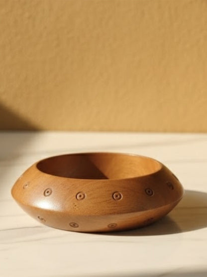 Brown Carved Wood Bangle for Women - Single piece