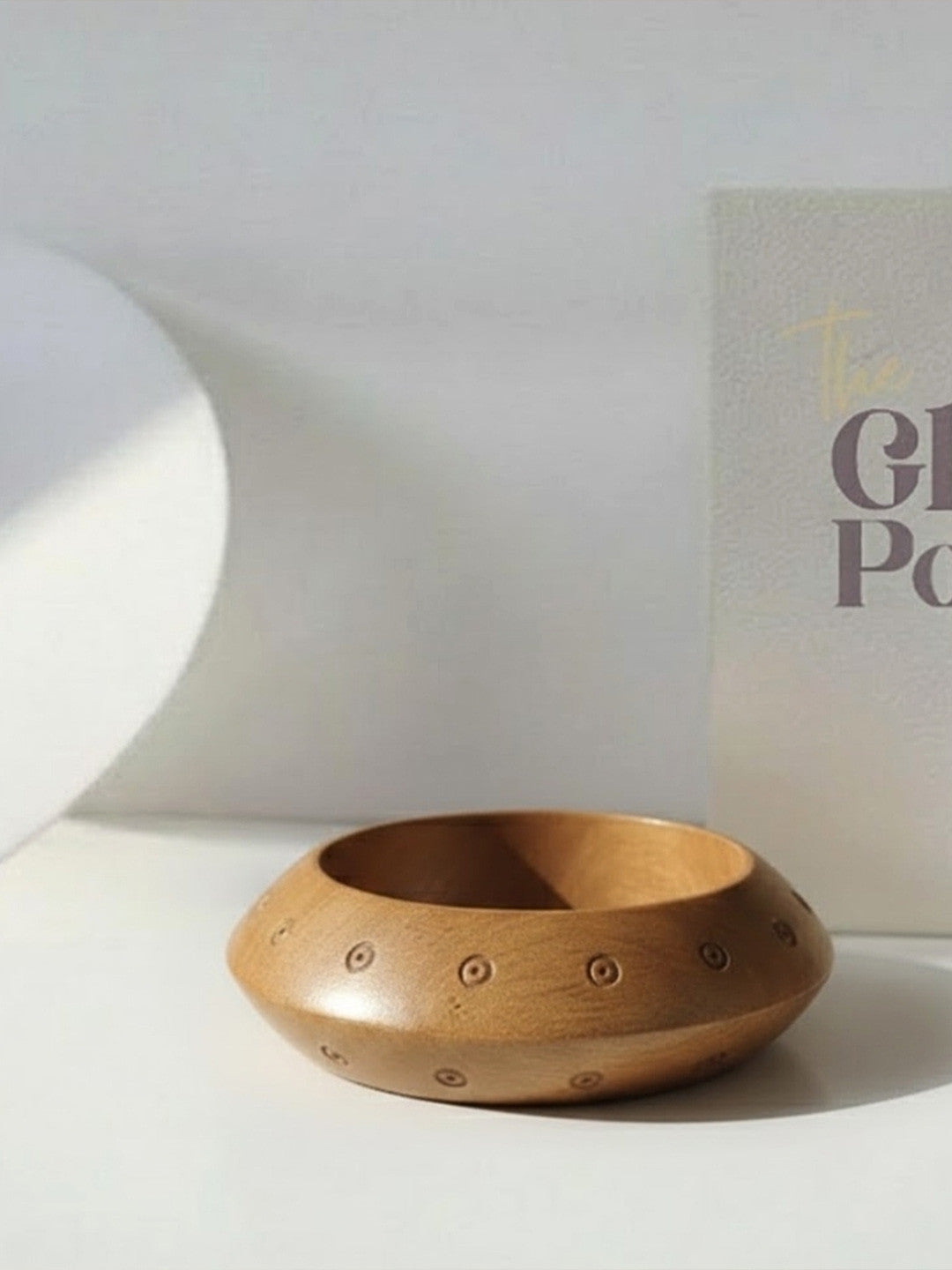Brown Carved Wood Bangle for Women - Single piece