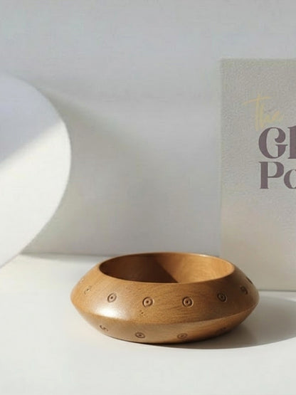 Brown Carved Wood Bangle for Women - Single piece