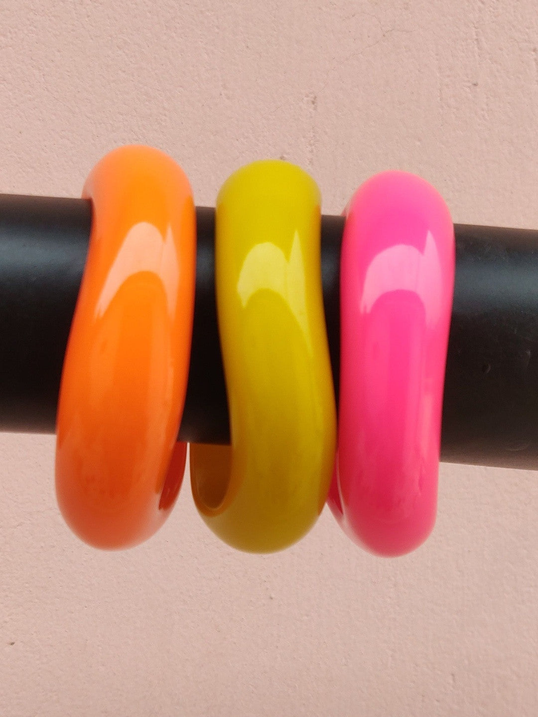Neon Resin Chunky Bangles for Women Set of 3