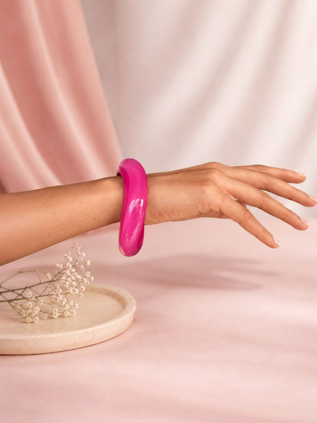 Hot Pink Resin Bangle Kada for Women