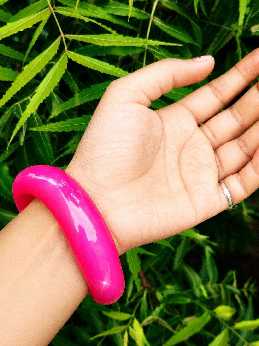 Hot Pink Resin Bangle Kada for Women
