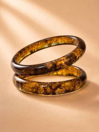Tortoiseshell Resin Bangles for Women Set of 2
