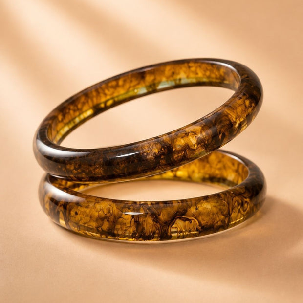 Tortoiseshell Resin Bangles for Women Set of 2