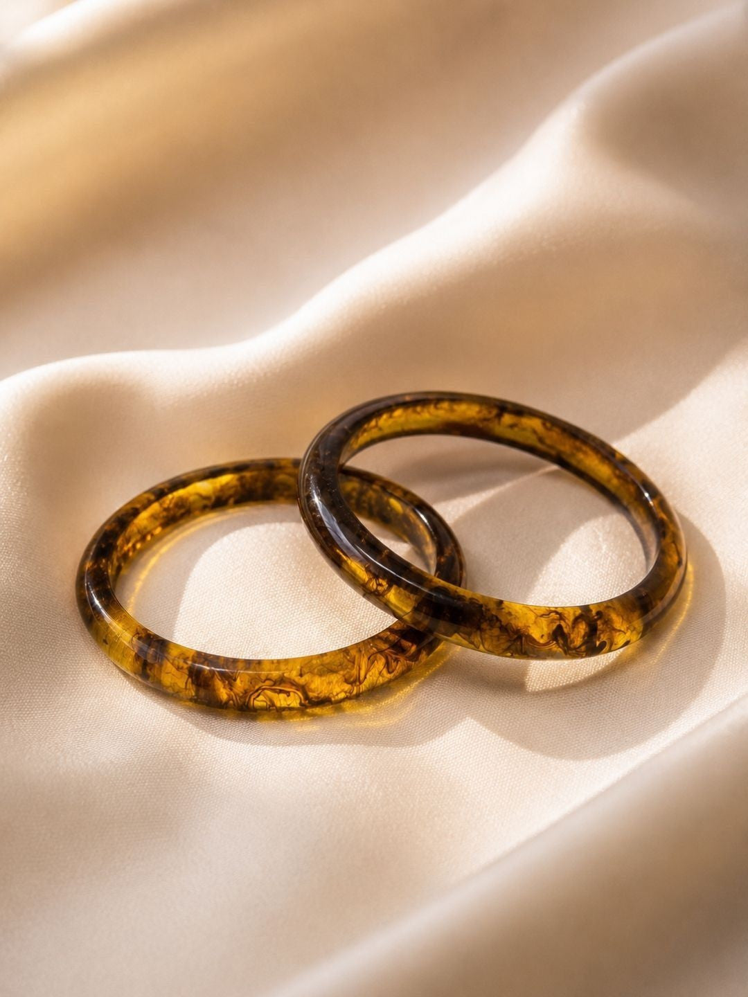 Tortoiseshell Resin Bangles for Women Set of 2