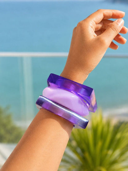 Purple Resin Bangle Set of 3 for Women