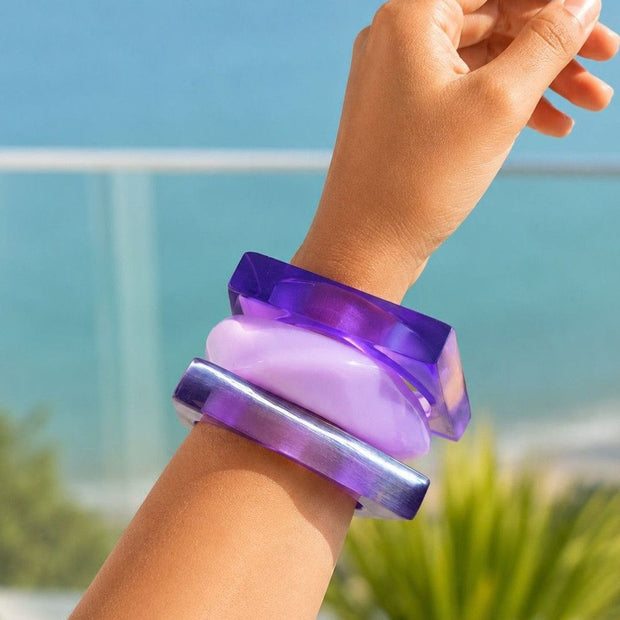 Purple Resin Bangle Set of 3 for Women