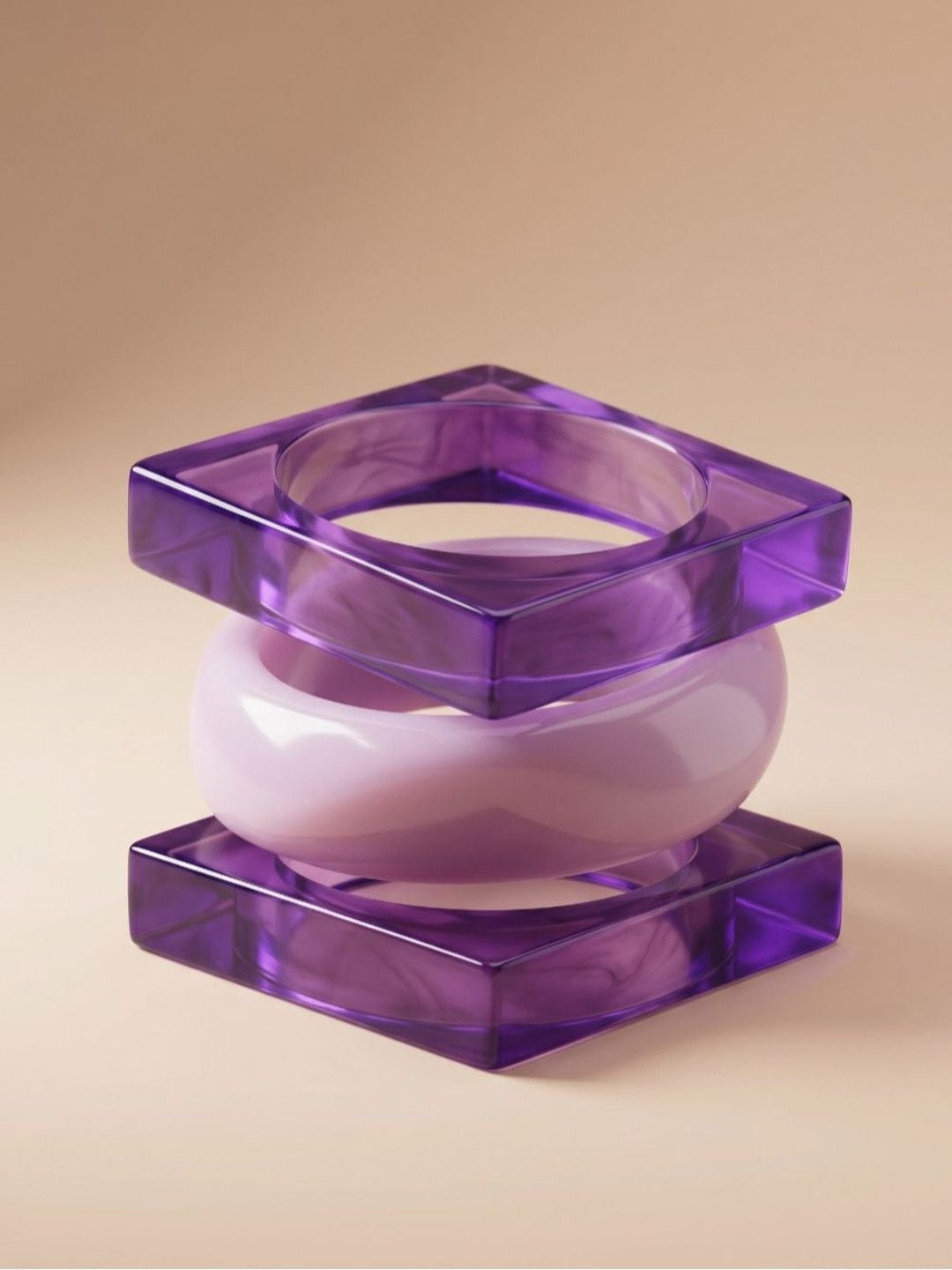 Purple Resin Bangle Set of 3 for Women