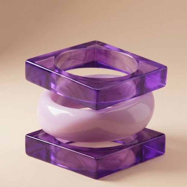 Purple Resin Bangle Set of 3 for Women