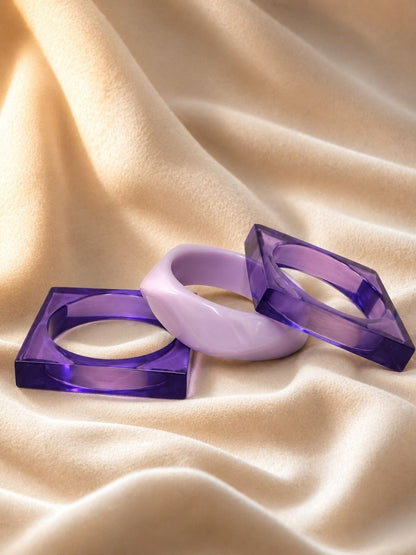 Purple Resin Bangle Set of 3 for Women