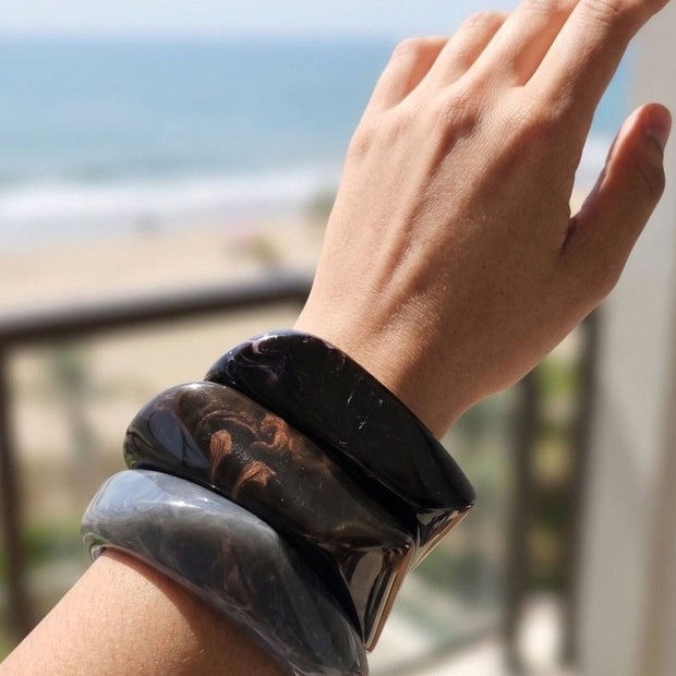 Marbled Resin Bangles for Women Set of 3
