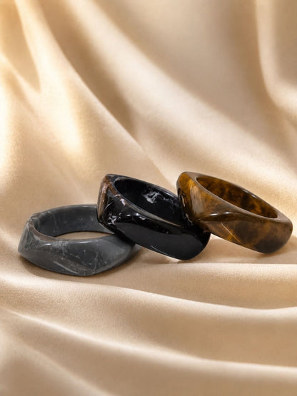 Marbled Resin Bangles for Women Set of 3