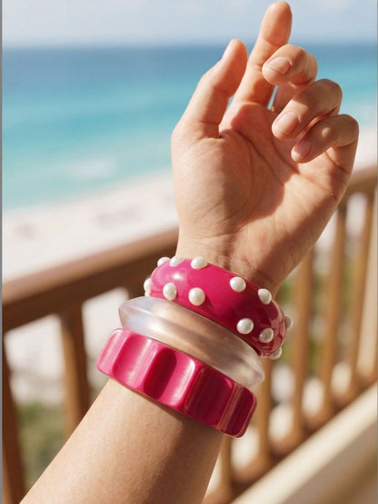 Pearl-Studded Resin Bangles Set of 3