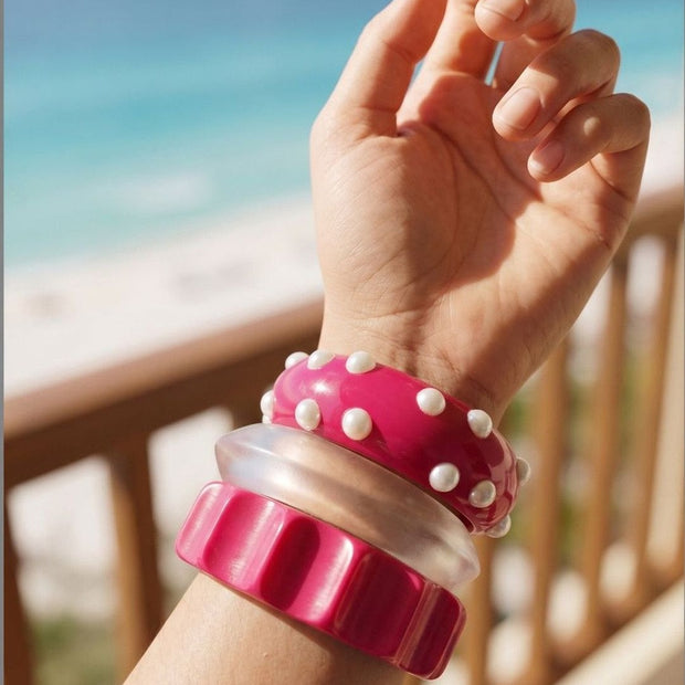 Pearl-Studded Resin Bangles Set of 3