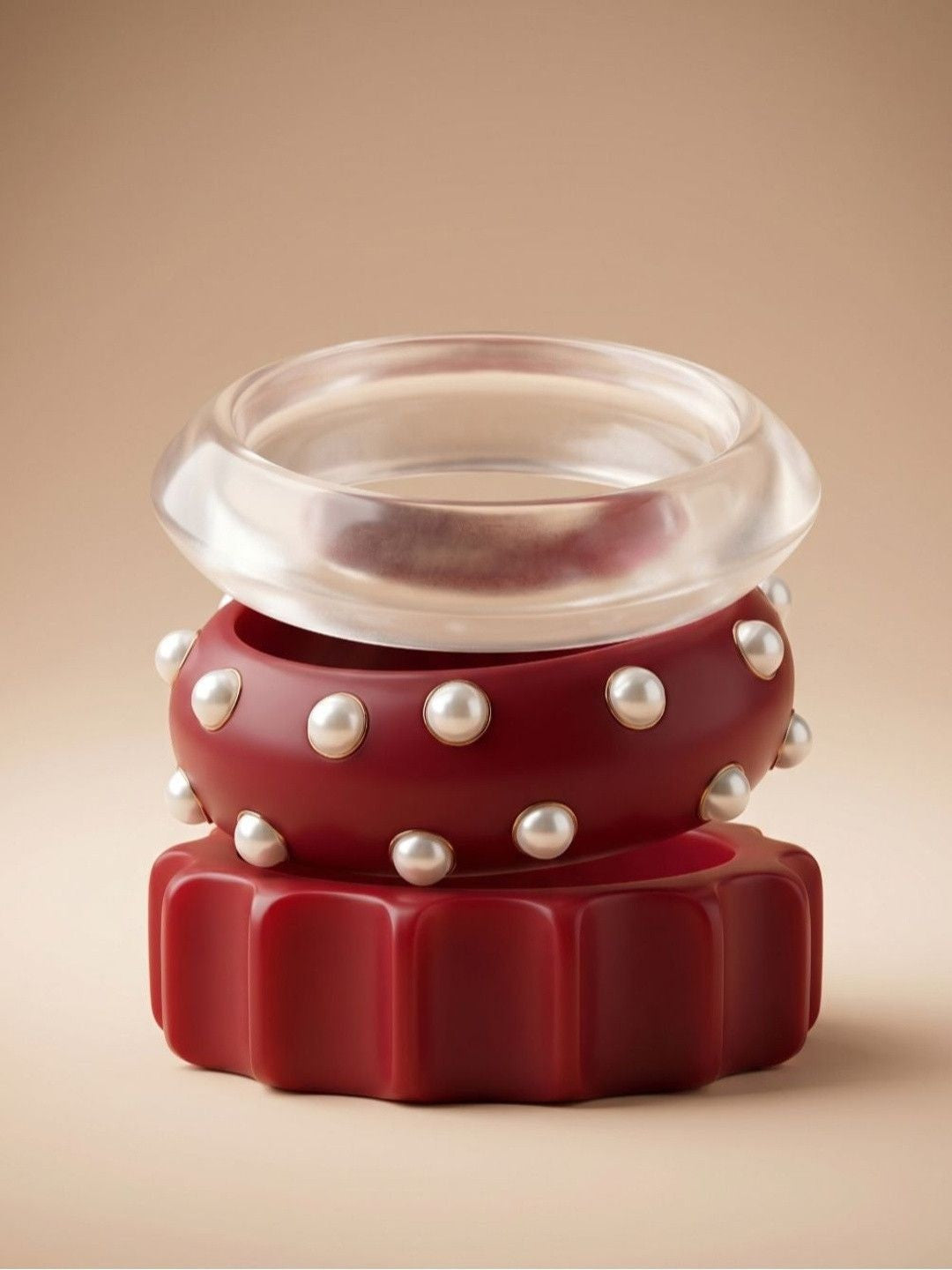 Pearl-Studded Resin Bangles Set of 3