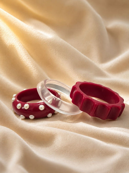 Pearl-Studded Resin Bangles Set of 3