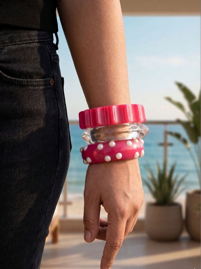 Pearl-Studded Resin Bangles Set of 3
