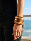 Gold-Tone Wood & Metal Stud Bangles Set of 5