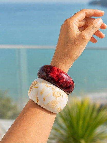 Marble & Tortoise Resin Bangles Set of 2