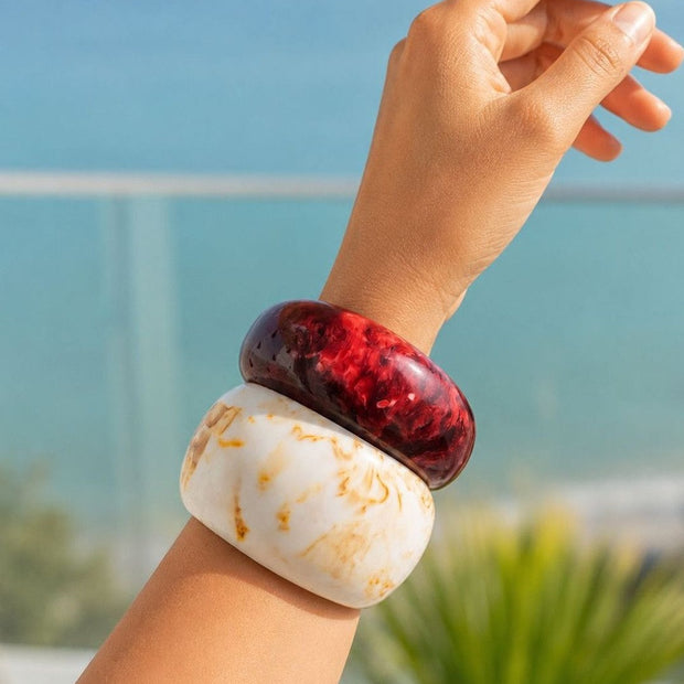 Marble & Tortoise Resin Bangles Set of 2