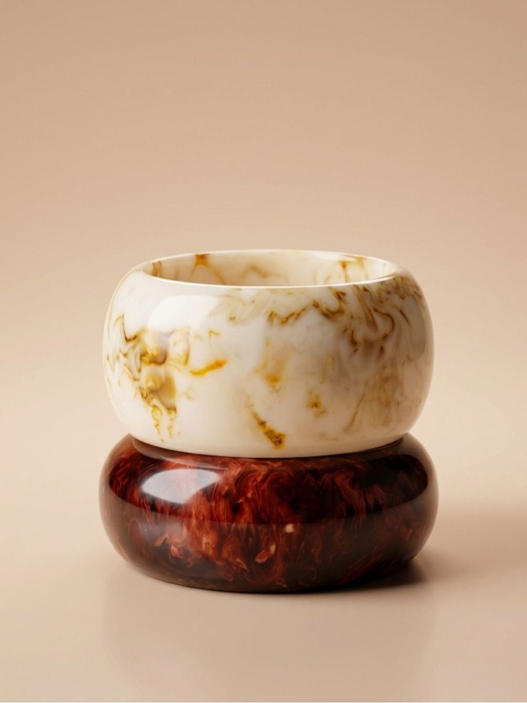 Marble & Tortoise Resin Bangles Set of 2