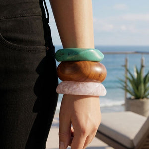 Resin & Wood Bangles for Women Set of 3