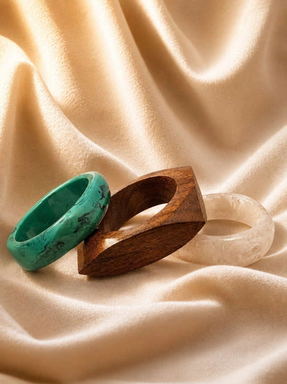 Marbled Resin & Wooden Bangles Set of 3