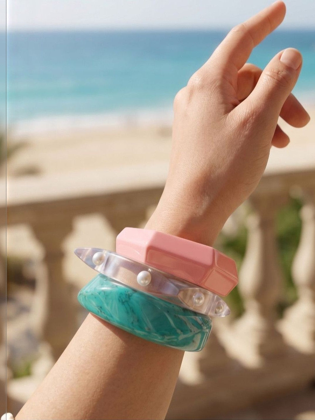 Resin & Acrylic Bangles for Women Set of 3