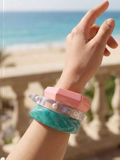 Resin & Acrylic Bangles for Women Set of 3