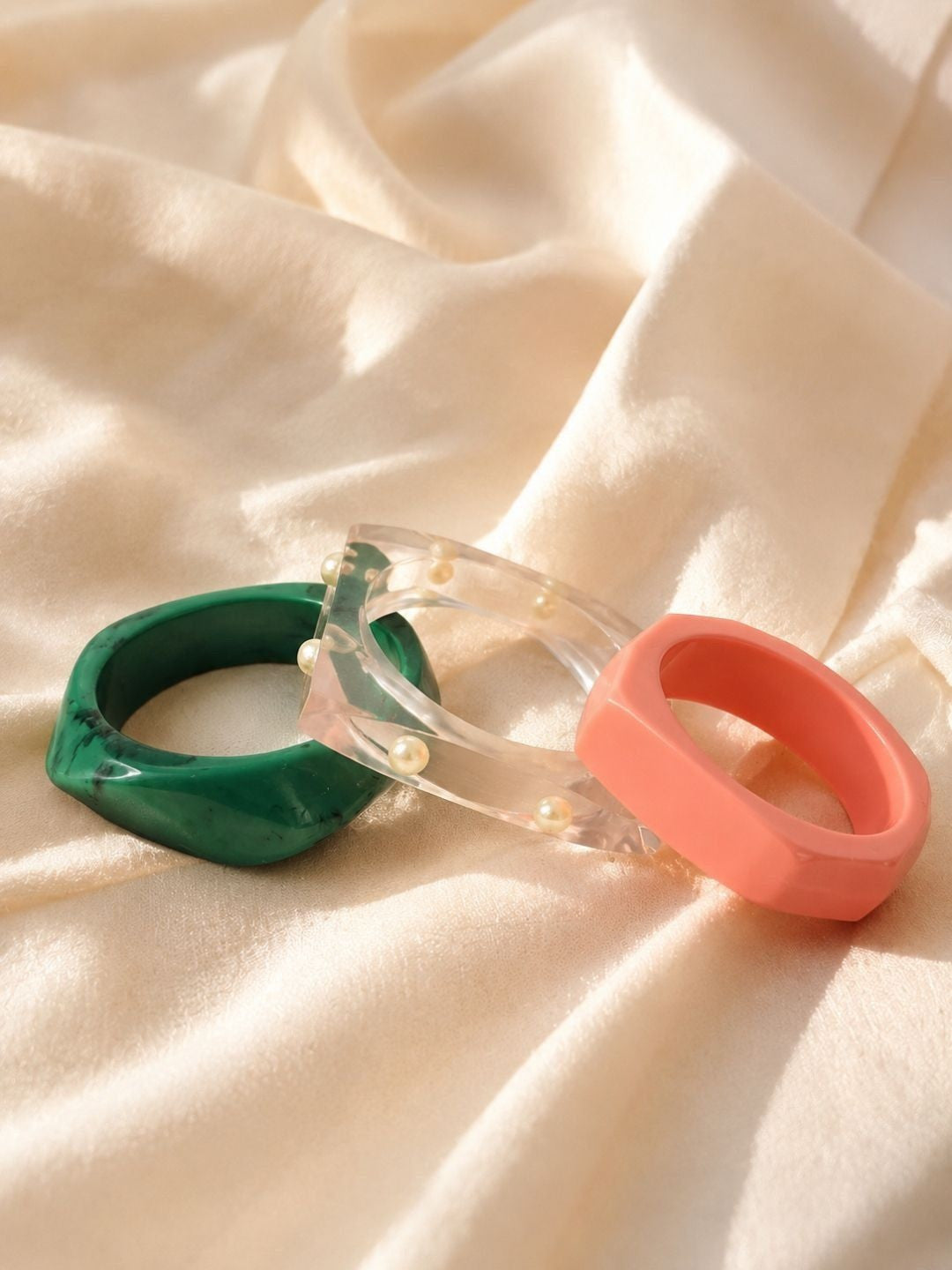 Resin & Acrylic Bangles for Women Set of 3