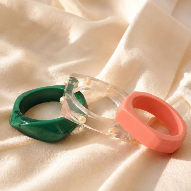 Resin & Acrylic Bangles for Women Set of 3