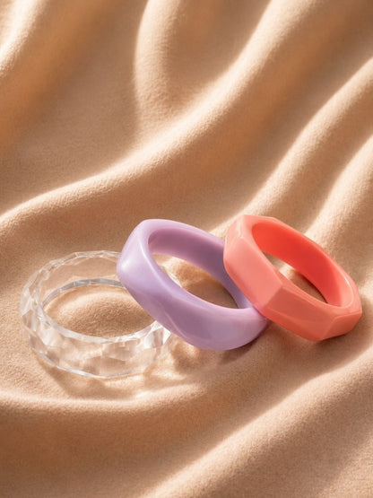 Resin Marble Bangles Peach Lilac Clear Set of 3