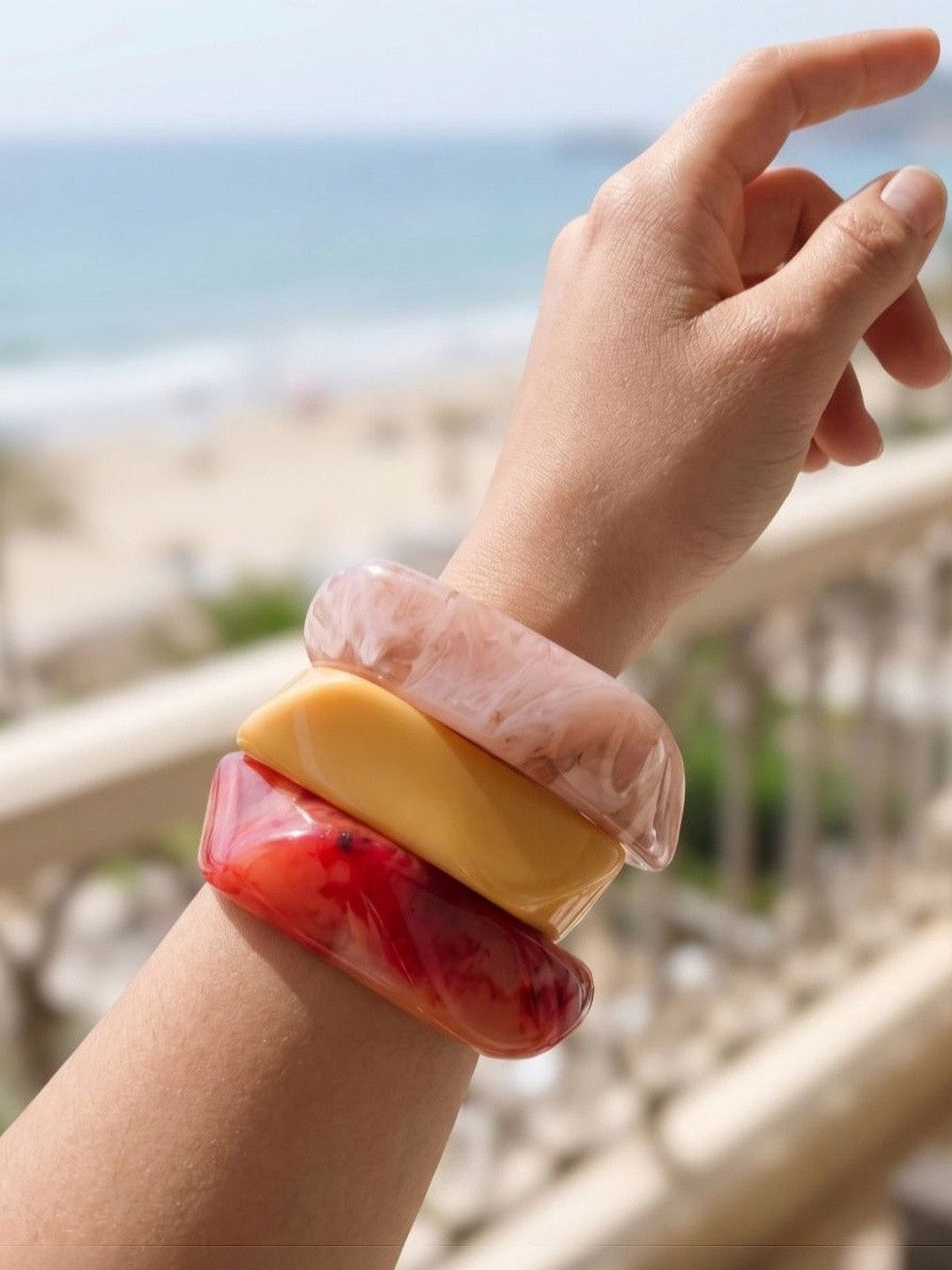 Marble Resin Bangles for Women Set of 3