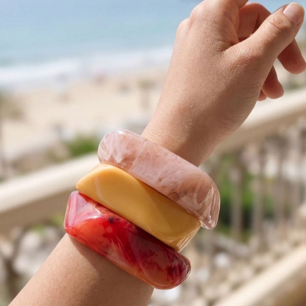 Marble Resin Bangles for Women Set of 3