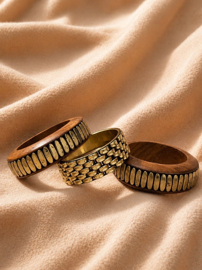 Gold-Plated Wooden Bangles Set of 3