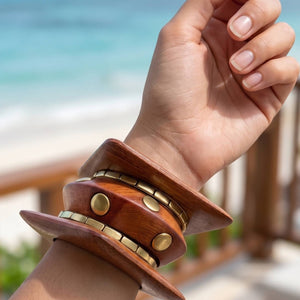 Gold-Tone Wooden Bangles Set of 5