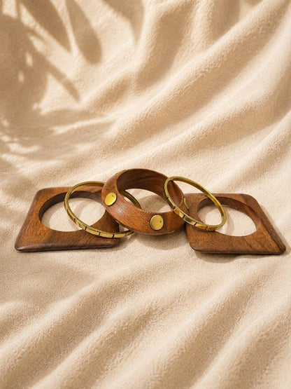 Gold-Tone Wooden Bangles Set of 5