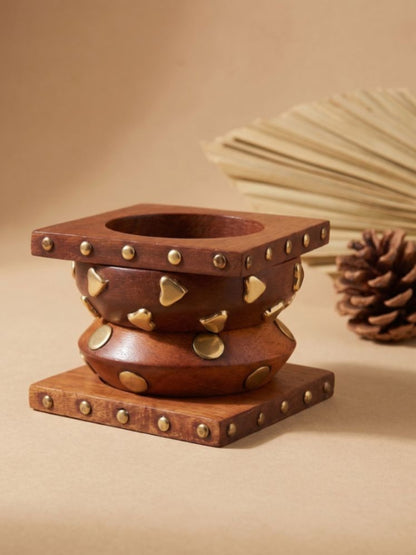 Gold-Studded Wooden Bangles Set of 4